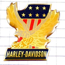 ピンバッジ・ハーレーダビッドソン二輪バイク１とイーグル鷲アメリカ国旗/USA星条旗 HARLEY-DAVIDSON EAGLE