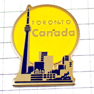 ピンバッジ・トロント太陽カナダCNタワー塔夕暮れの街の影 TORONTO TOWER CANADA