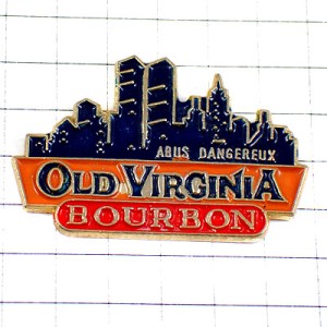 ピンバッジ・NYツインタワー摩天楼オールドバージニア酒バーボンウイスキー OLD-VIRGINIA BOURBON WHISKEY WHISKY USA