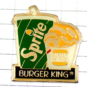 ピンバッジ・スプライト飲み物とバーガーキングのオニオンリング BURGER-KING SPRITE