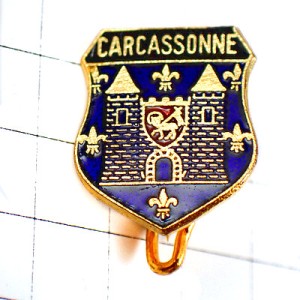 ブローチ・カルカソンヌお城と百合の紋章ユネスコ世界遺産 CARCASSONNE FRANCE UNESCO