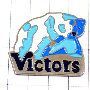 ピンバッジ・シロクマ白熊ブルー水色青 VICTORS