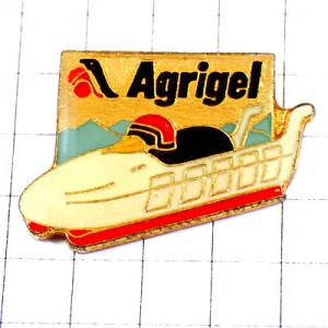 ピンバッジ・ペンギンのボブスレー雪山 AGRIGEL BOBSLEIGH FRANCE