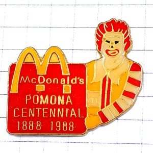 ピンバッジ・マクドナルドのドナルドＭ RONALD MC-DONALDS POMONA CALIFORNIA USA