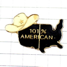 ピンバッジ・アメリカ人101%カウボーイハット帽子スター星 MAP 101-AMERICAN TEXAS USA