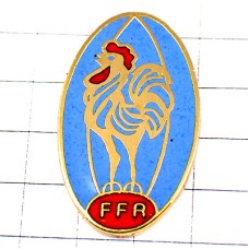 ピンバッジ・ラグビーの球ニワトリ雄鶏フランス国鳥 FFR FEDERATION-FRANCAISE-RUGBY FRANCE