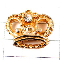 ピンバッジ・王冠ラインストーン金色ゴールド
