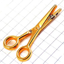 ピンバッジ・ハサミ美容師の道具ゴールド金色