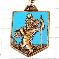 キーホルダー・交通安全クリストフォロス聖人アンティーク真鍮色 ST-CHRISTOPHE  FRANCE LUCKY