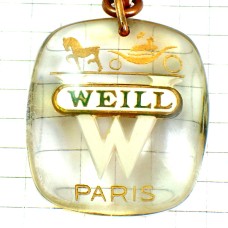 キーホルダー・ヴェイユ洋服ブランドＷアルファベット白い文字パリ馬車 WEILL FASHION PARIS FRANCE