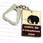 キーホルダー・カフェドレレファンノワール黒い象のコーヒー珈琲 CAFES-DE-L-ELEPHANT-NOIR FRANCE BOURBON