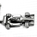 キーホルダー・F1車ルノー銀色シルバー RENAULT-F1-TEAM FRANCE
