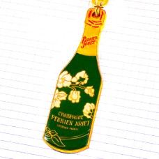 キーホルダー・ガレのデザインのペリエジュエ瓶シャンパーニュ酒シャンパン花ベルエポック白いアネモネ絵