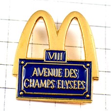 ピンバッジ・シャンゼリゼ大通り住所表記マクドナルドＭ金色ゴールド