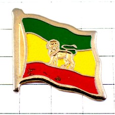 ピンバッジ・エチオピア国旗ユダ族のライオン王様ラスタカラー旗 FLAG ETHIOPIA LION-OF-JUDAS BOB-MARLEY
