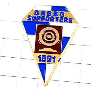 ピンバッジ・ラグビー紋章ボルドーのサポーター青と白の市松模様 CABBG SUPPORTER BORDEAUX RUGBY FRANCE