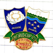 ピンバッジ・スコットランド薊アザミの花サモア星の国章ラグビー世界大会 RUGBY ECOSSE SCOTLAND SAMOA WORLD-CUP-1991