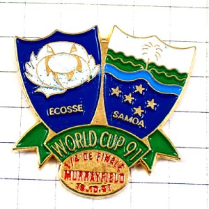 ピンバッジ・スコットランド薊アザミの花サモア星の国章ラグビー世界大会 RUGBY ECOSSE SCOTLAND SAMOA WORLD-CUP-1991