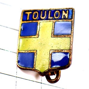 ブローチ・南仏トゥーロン黄色い十字ブルー青い紋章