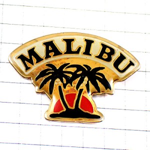 ピンバッジ・ラム酒マリブやしの木と夕日 MALIBU