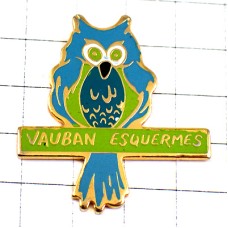 ピンバッジ・ブルー青いフクロウ梟ミミズク鳥