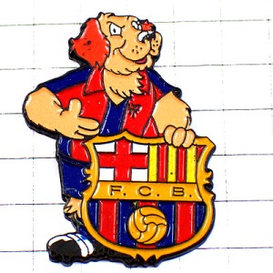 ピンバッジ・FCバルセロナ紋章サッカー球バルサ犬マスコット FCB BARCA FC-BARCELONA SPAIN BARCELONA