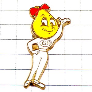 ピンバッジ・エッソガール赤いリボンのオイル滴エッソ石油 ESSO-GIRL ESSO EXXONMOBIL USA