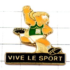 ピンバッジ・ランナー陸上選手ゼッケン４番 VIVE-LE-SPORT  FRANCE