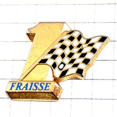 ピンバッジ・チェッカーフラッグF1車レース白黒の旗ゴールド金色