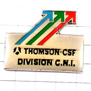 ピンバッジ・青緑赤３色の矢印トムソン社 THOMSON FRANCE