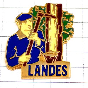 ピンバッジ・職人さんゴムの採集 LANDES HEVEA RUBBER LATEX FRANCE