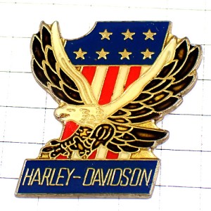 ピンバッジ・ハーレーダビッドソン二輪バイク星条旗アメリカ国旗オートバイ/USA HARLEY-DAVIDSON EAGLE USA-FIRST