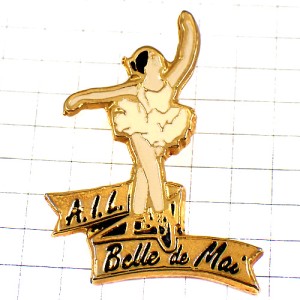 ピンバッジ・バレリーナ白いチュチュ衣装バレエ踊りダンス BALLET BELLE-DE-MAI FRANCE