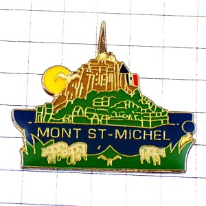 ピンバッジ・羊たちとモンサンミッシェル修道院ユネスコ世界遺産 MONT-ST-MICHEL FRANCE