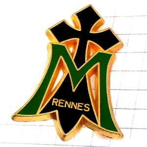 ブローチ・黒い十字とＭカトリック教会レンヌ司教区ブルターニュ地方アーミン象徴 RENNES DIOCESE CROIX BROOCH FRANCE