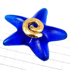 ピンバッジ・青い星スター海星ヒトデ金色ゴールドの渦巻き STARFISH SAINT-AMOUR FRANCE