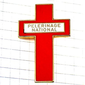 ブローチ・赤い十字カトリック教会キリスト教の巡礼 PELERINAGE-NATIONAL LOURDES FRANCE