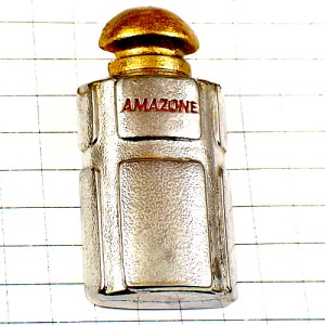 ピンバッジ・アマゾン香水エルメス瓶シルバー銀色 HERMES PARFUMS AMAZONE FRANCE