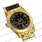 ピンバッジ・ロレックス金色の腕時計ゴールド黒い文字盤 ROLEX SWISS