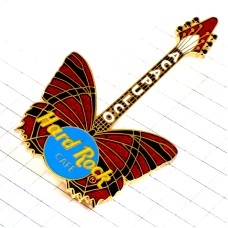 ピンバッジ・ハードロックカフェ店メキシコのアカプルコ蝶々エレキギター音楽楽器 HARD-ROCK-CAFE GUITAR ACAPULCO MEXICO
