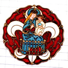 ブローチ・聖母子カトリック教会マリア様イエス様しろい百合の紋章 JESUS MARIA DIOCESE-DE-LILLE LILLE FRANCE BROOCH