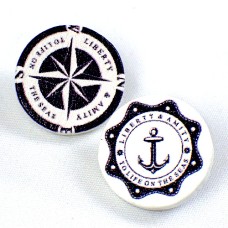 ピンバッジ・NEW!イカリ錨ボート船ヨット木製２個 PAINTED WOOD BOAT ANCHOR