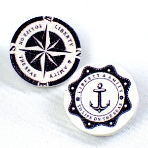 ピンバッジ・NEW!イカリ錨ボート船ヨット木製２個 PAINTED WOOD BOAT ANCHOR