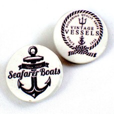 ピンバッジ・NEW!イカリ錨ロープ綱ボート船ヨット木製２個 PAINTED WOOD BOAT ANCHOR