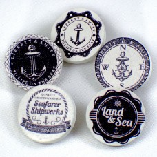 ピンバッジ・NEW!イカリ帆船ボート５個セット木製 PAINTED WOOD BOAT ANCHOR