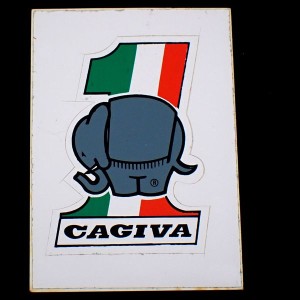 ステッカー・カジバ二輪バイク象オートバイ１国旗色イタリア