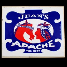 ステッカー・ジーンズ洋服アパッチ馬とネイティブアメリカン羽飾り APACHE JEANS FRANCE