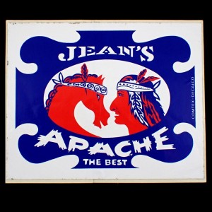 ステッカー・ジーンズ洋服アパッチ馬とネイティブアメリカン羽飾り APACHE JEANS FRANCE