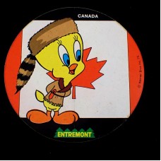 ステッカー・トゥイーティー鳥カナダ楓の国旗ワーナー漫画カナリヤ毛皮 TWEETY CANADA ENTREMONT