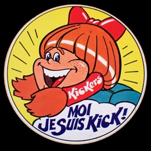 ステッカー・キック赤いリボンの女の子キッカーズ靴 KICKERS